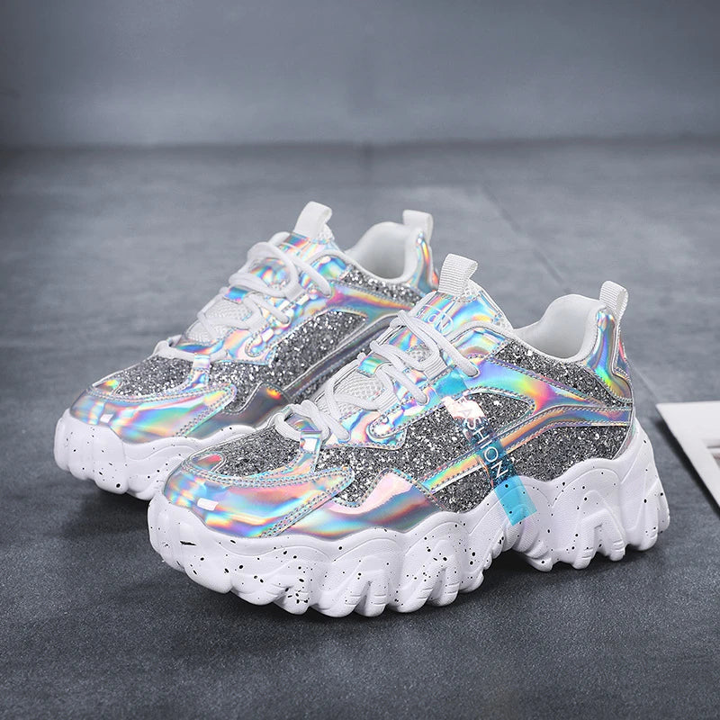 Stylish platform sneakers with sequins in various colours, designed for comfortable everyday wear in New Zealand