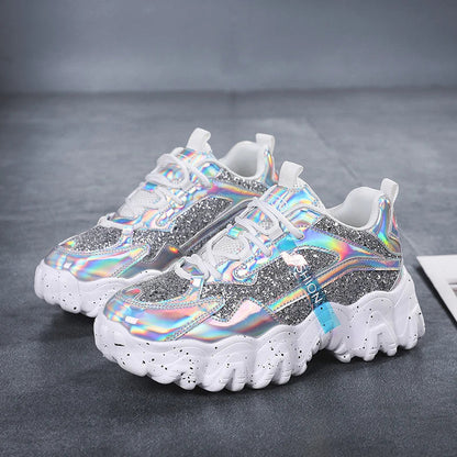 Stylish platform sneakers with sequins in various colours, designed for comfortable everyday wear in New Zealand