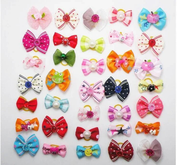 Flower Hair Bows for Dogs in a variety of vibrant colours, designed to add a playful, Kiwi-inspired touch to your canine companion's look.