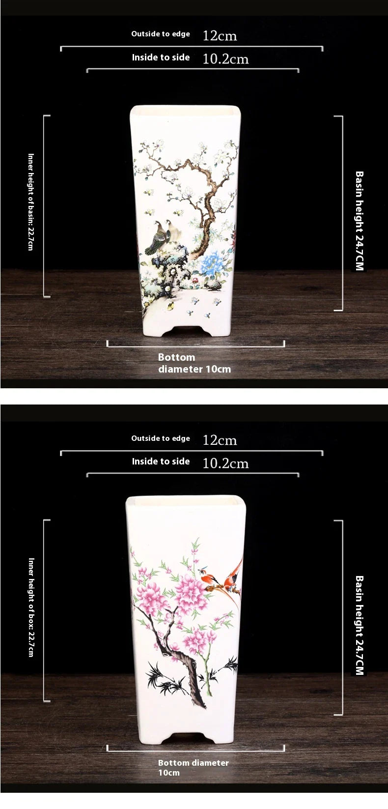 Stylish square ceramic planter in white, suitable for growing asparagus fern, orchids, and herbs on balconies or patios.