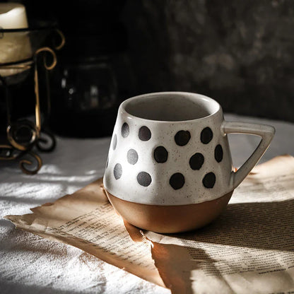 Stylish hand-painted ceramic mug with unique floral, geometric, or abstract designs, perfect for elevating your daily beverage experience.