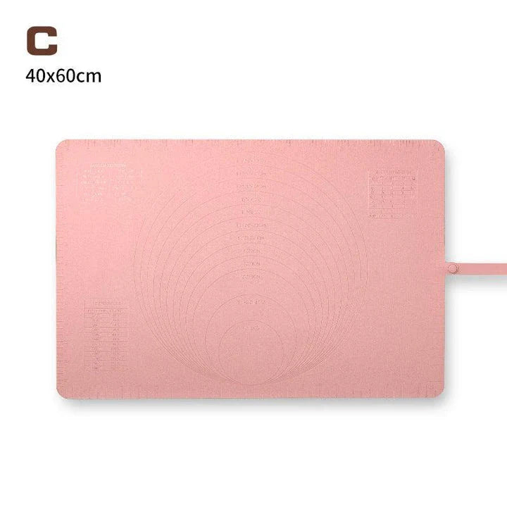 Large, thick silicone rolling pad in yellow, green, and pink colours for kneading dough and baking in the New Zealand kitchen