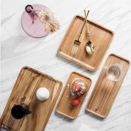 Acacia Wood Geometric Serving Tray with Sleek, Modern Design for Kiwi Kitchens