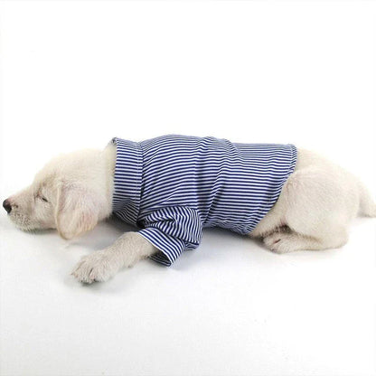 Comfortable and casual striped dog shirt made of soft, breathable Dacron fabric with easy button closure