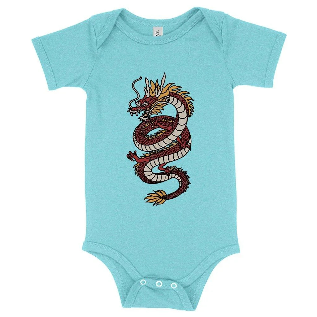 Cuddly baby dragon onesie with a flexible fit and easy-change design, made with premium Airlume cotton blend