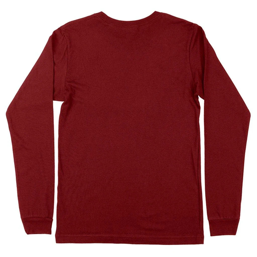 A person wearing a cozy, long-sleeve t-shirt in a vibrant red colour, standing out from the crowd.