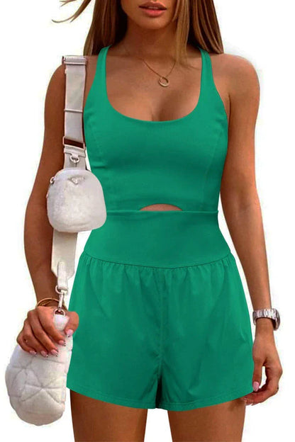 Women's casual cotton jumpsuit with shorts and sleeveless vest design, available in various colors for Kiwi outdoor style.