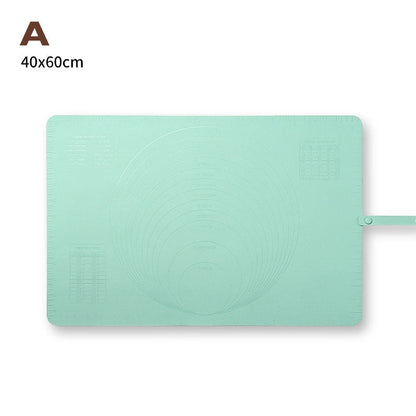 Large, thick silicone rolling pad in yellow, green, and pink colours for kneading dough and baking in the New Zealand kitchen