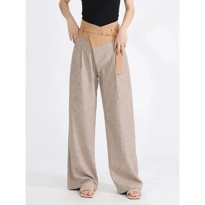 Women's high-waisted, wide-leg colour block pants in a stylish design