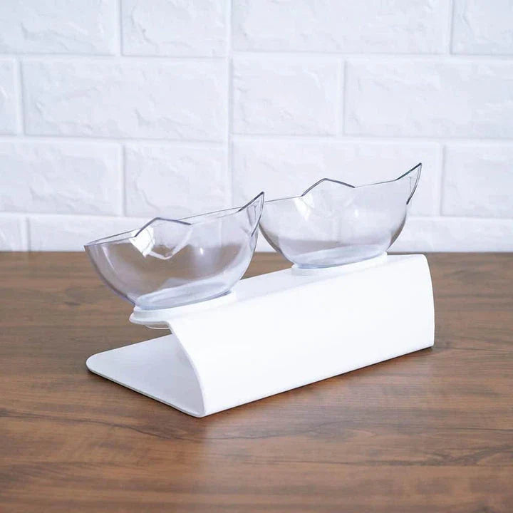 Non-slip cat bowls with a raised stand for comfortable and spill-free mealtime