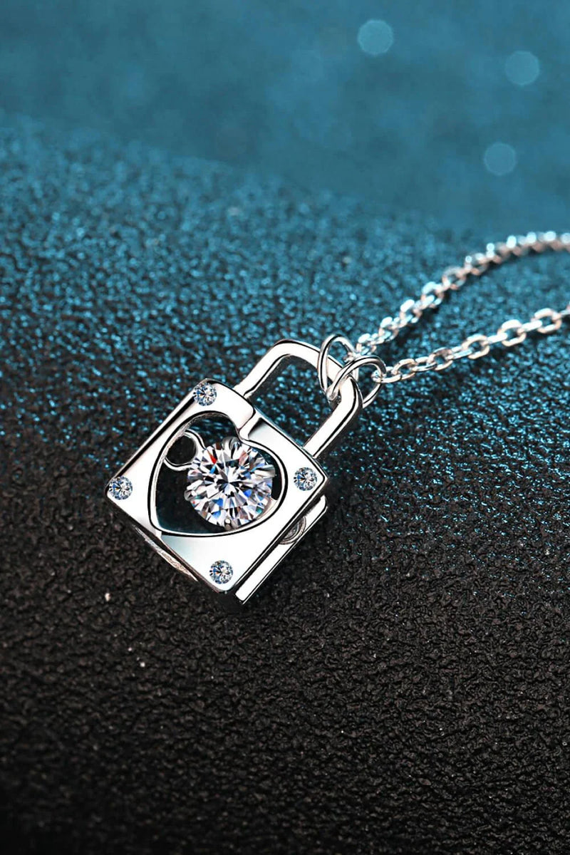 Shopfluxpro NZ Elegant Moissanite Lock Pendant - A Timeless Kiwi Charm