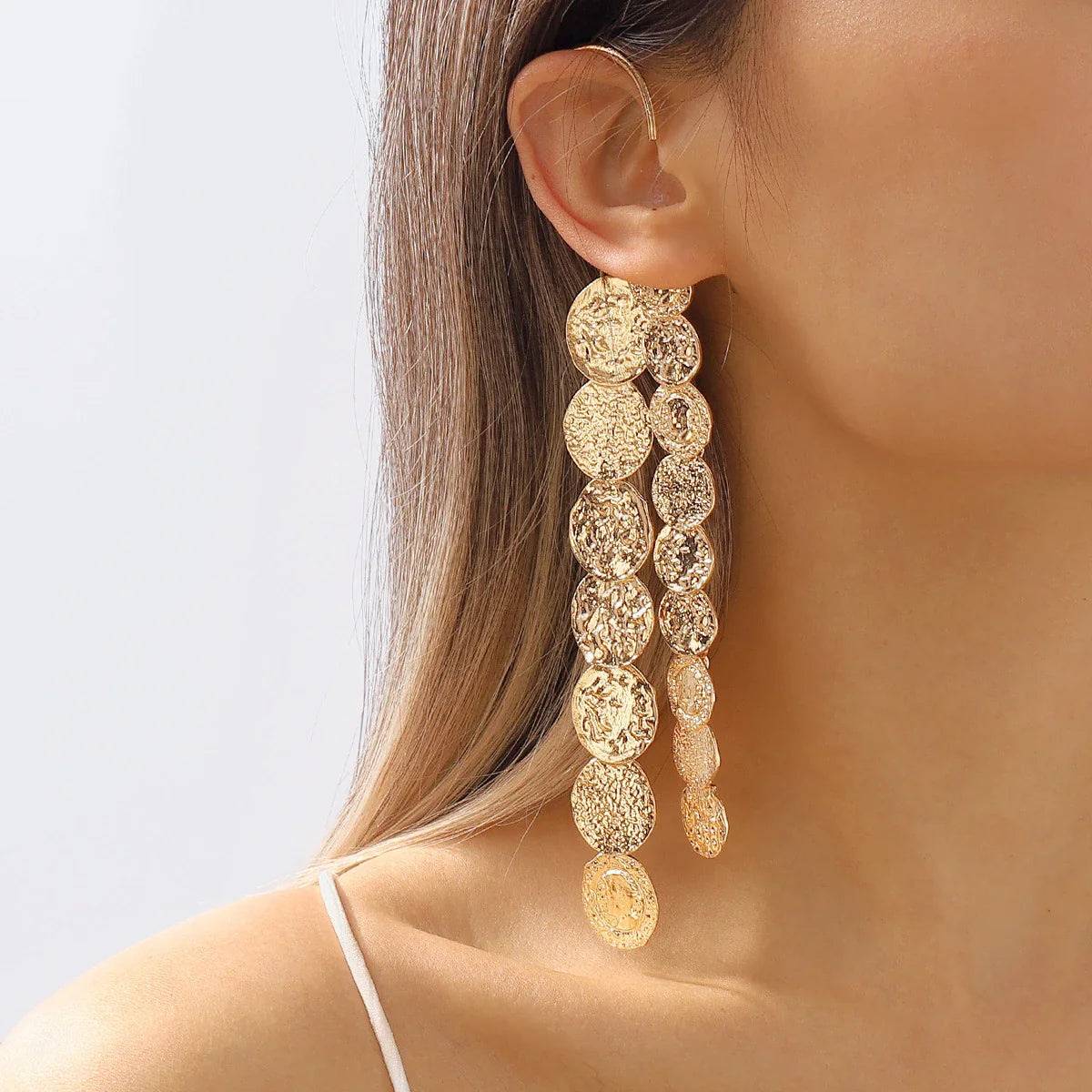 Stylish alloy earrings with multi-layered circle design in gold color