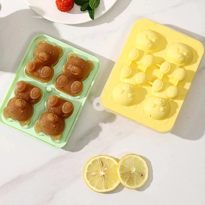 Adorable bear-shaped ice cube mold made of premium silicone for creating unique Kiwi-inspired frozen treats