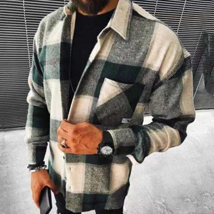 A stylish plaid woollen shirt in a variety of sizes, perfect for the everyday Kiwi bloke's wardrobe