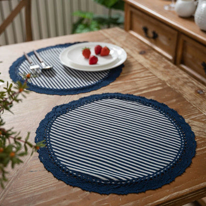 Stylish geometric lace placemats in a variety of shapes and colors, designed to protect your Kiwi dining table and add a touch of modern elegance.