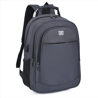 Spacious USB backpack with Oxford cloth and polyester construction, suitable for school, travel, and outdoor adventures