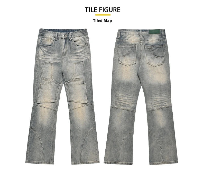 Relaxed, straight leg casual denim jeans with a distressed finish, made from premium New Zealand cotton