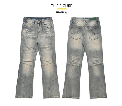 Relaxed, straight leg casual denim jeans with a distressed finish, made from premium New Zealand cotton