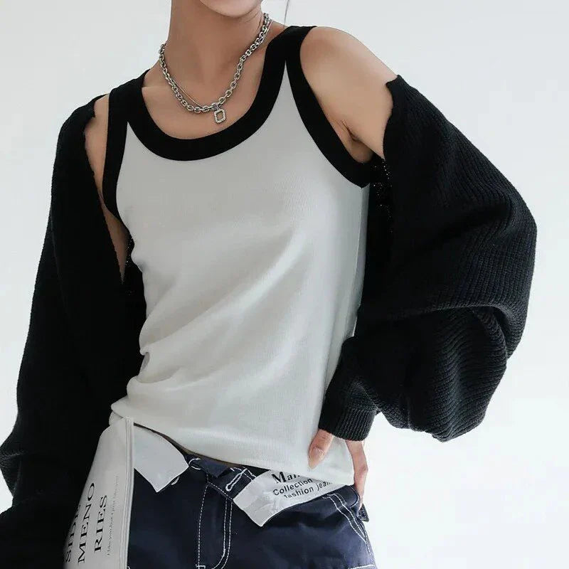 Knitted ribbed cotton camisole in army green color, designed for Kiwi women with a flattering, versatile silhouette.