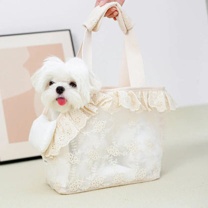 Stylish and comfortable puppy carrier bag for transporting small dog breeds on outings in New Zealand