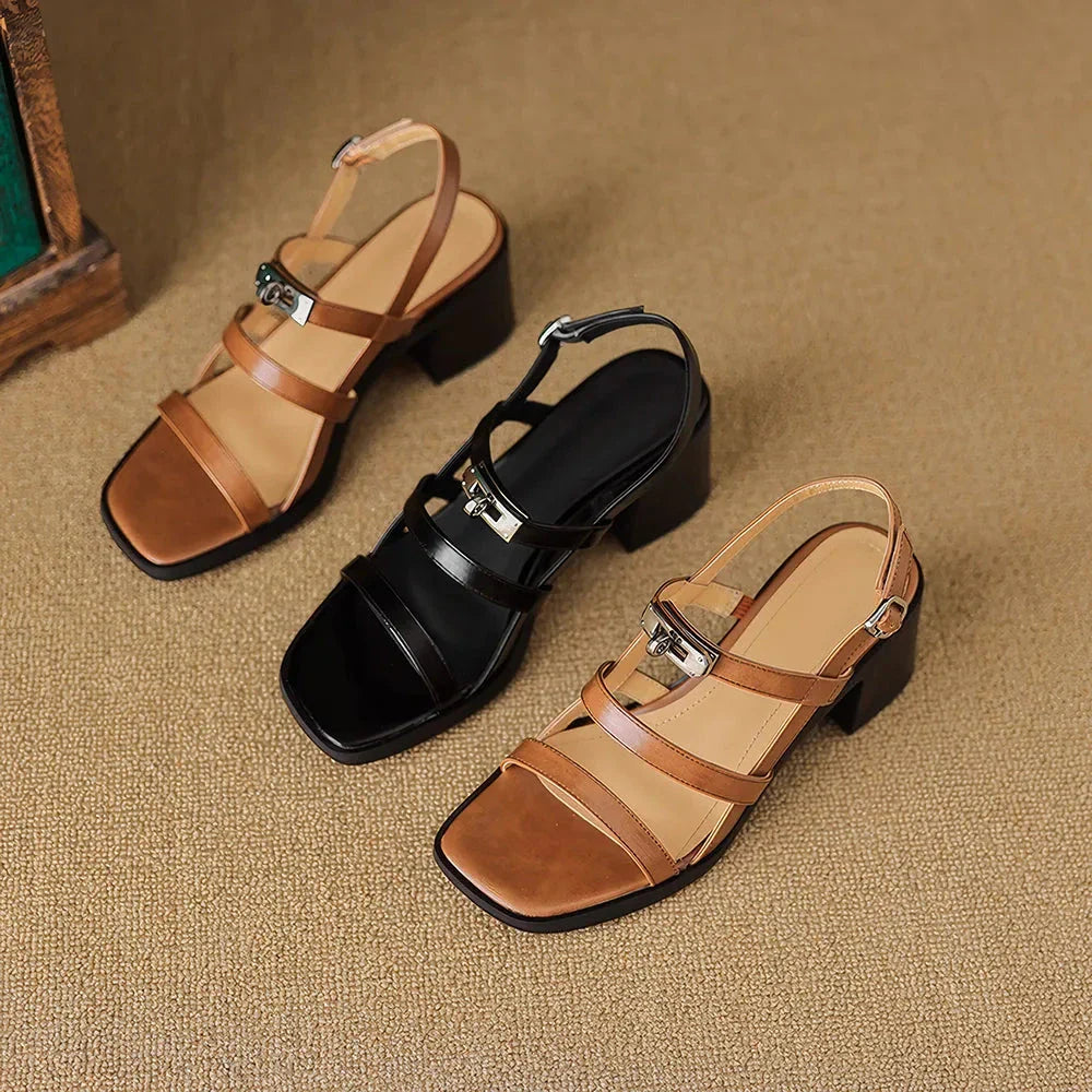 Stylish Kiwi Summer Sandals with a trendy gladiator-style design, durable split leather upper, and rubber outsole for stability and traction.