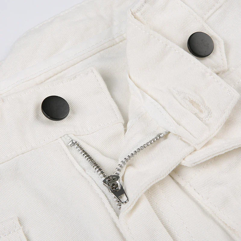 Durable multi-pocket straight leg jeans in white color, designed for the active Kiwi lifestyle