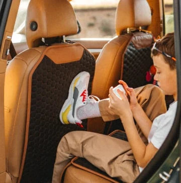 Comfy Car Kick Mat with PU Leather Design to Protect Upholstery During Family Road Trips