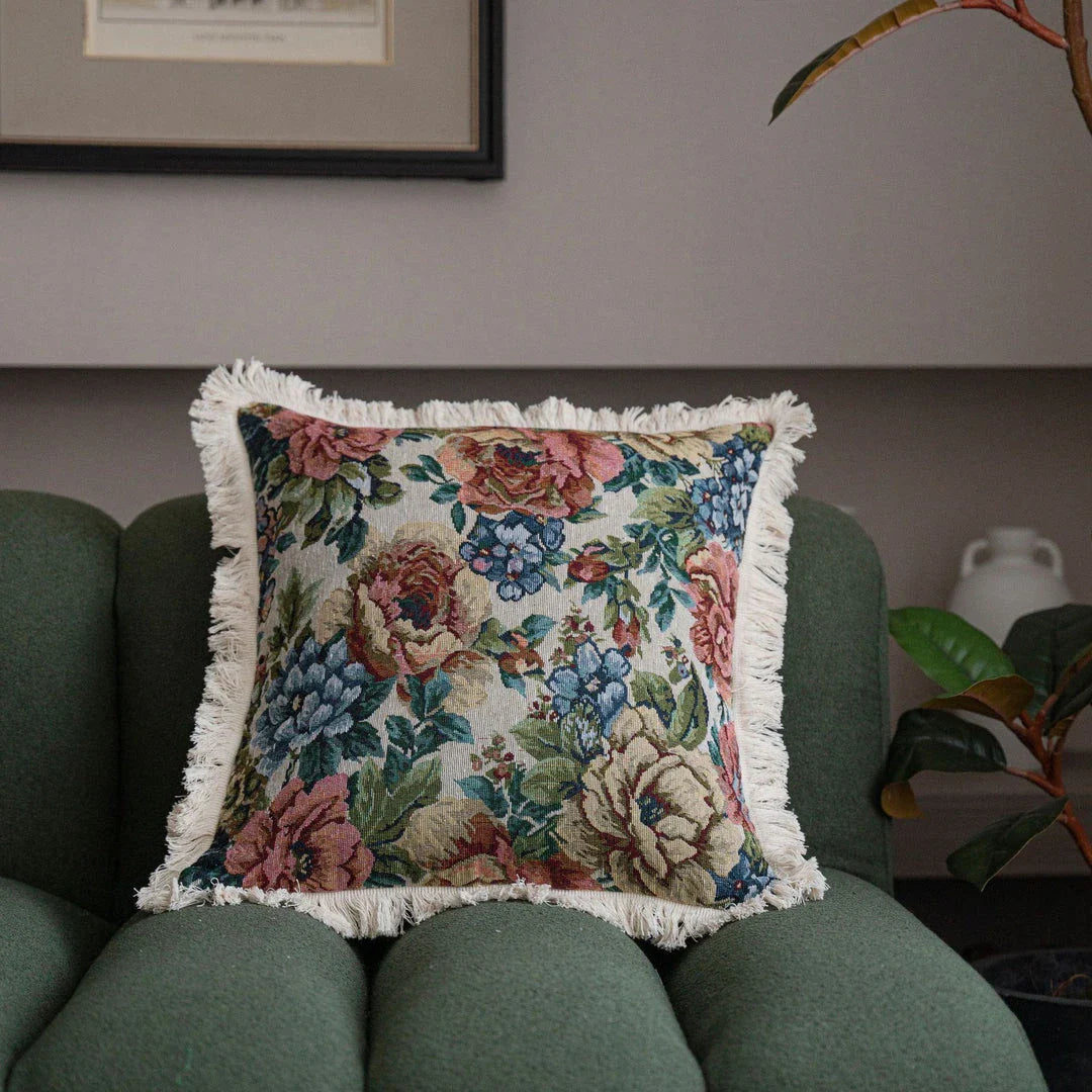 Stylish Jacquard Cushion Cover in vibrant floral and plant patterns, perfect for adding a touch of Kiwi charm to your home or car