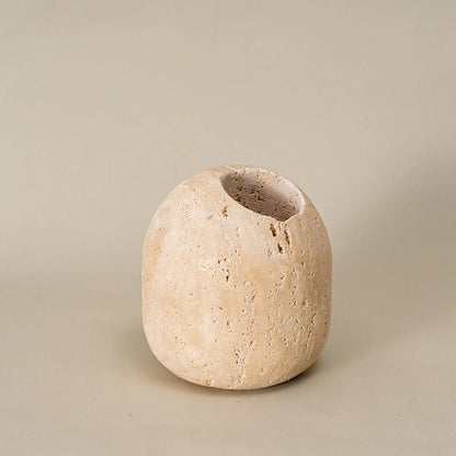 Elegant beige travertine stone match holder and toothpick jar with a vintage-inspired design, perfect for adding timeless charm to Kiwi homes.