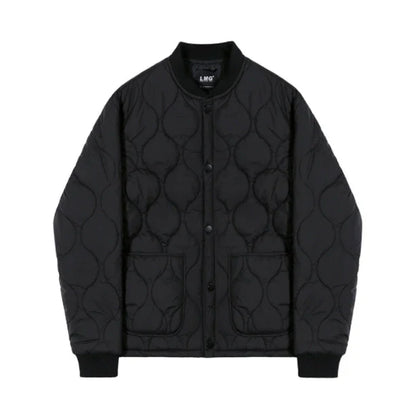 Men's autumn jacket with baseball collar, made of cotton and silk blend in black and off-white colors