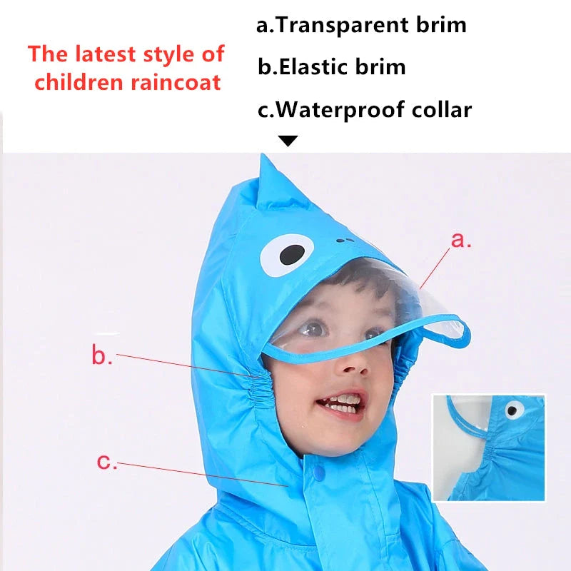 Waterproof dinosaur-themed rain jumpsuit for Kiwi kids, featuring a vibrant cartoon print and durable, protective materials