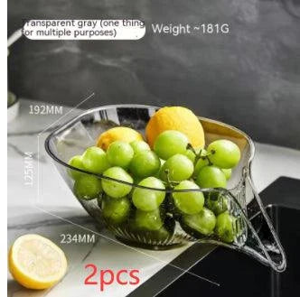 Self-draining dish and fruit washing basin with transparent drain basket and modern design