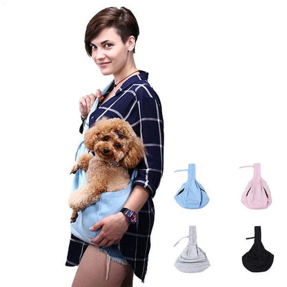 Eco-Friendly Polyester Travel Shoulder Bag for Pets in blue, grey, pink, and black colors