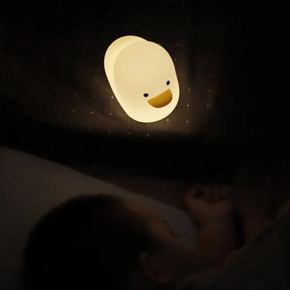 Enchanting Dull Duck LED Night Light with soft silicone body and customizable dimmable lights, perfect for bedrooms and kids' rooms