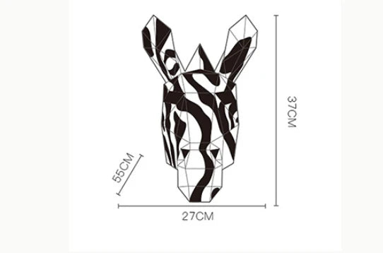 Origami horse-shaped headgear in black and white, made with premium paper for Halloween and Christmas wear