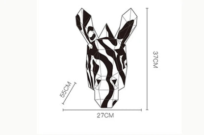 Origami horse-shaped headgear in black and white, made with premium paper for Halloween and Christmas wear
