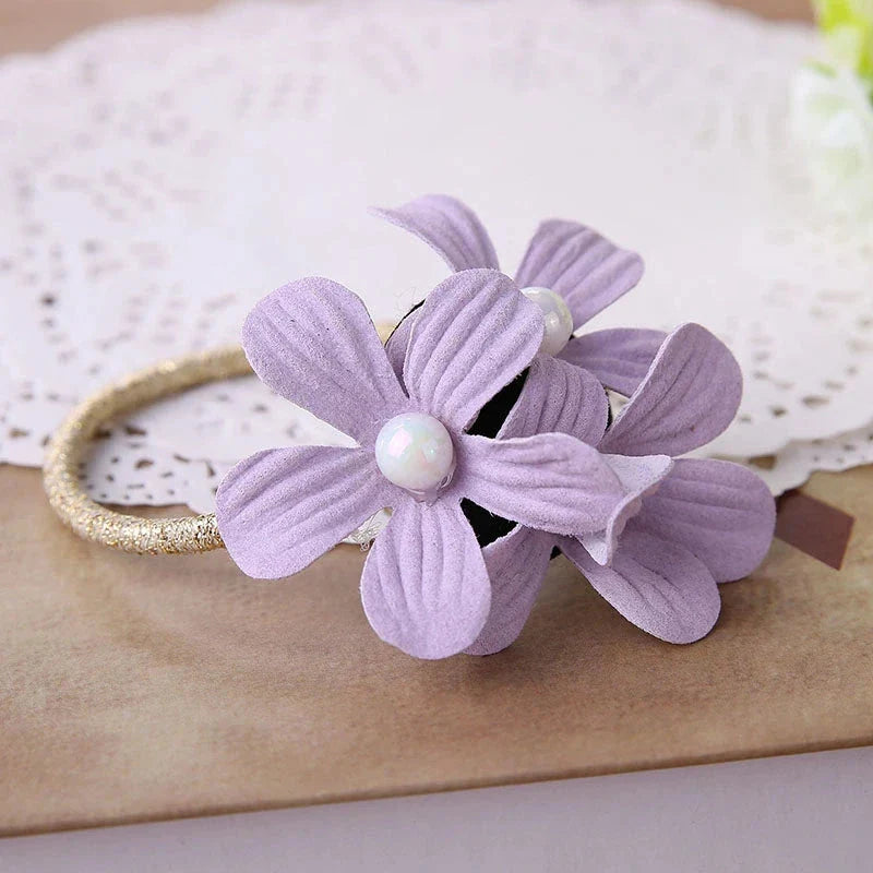 Stylish purple floral elastic hair rope accessory for women