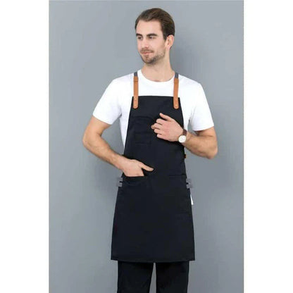 Long denim apron with matching chef's hat, perfect for Kiwi cooks of all levels