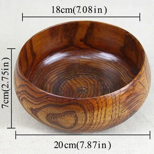 A large, round wooden soup bowl with a warm, natural brown color, perfect for serving hearty meals in Kiwi kitchens.