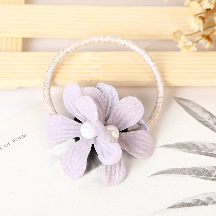 Stylish purple floral elastic hair rope accessory for women