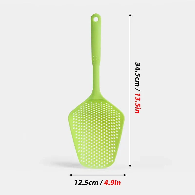 Extra-large green cat litter scoop with deep shovel design for efficient cleaning