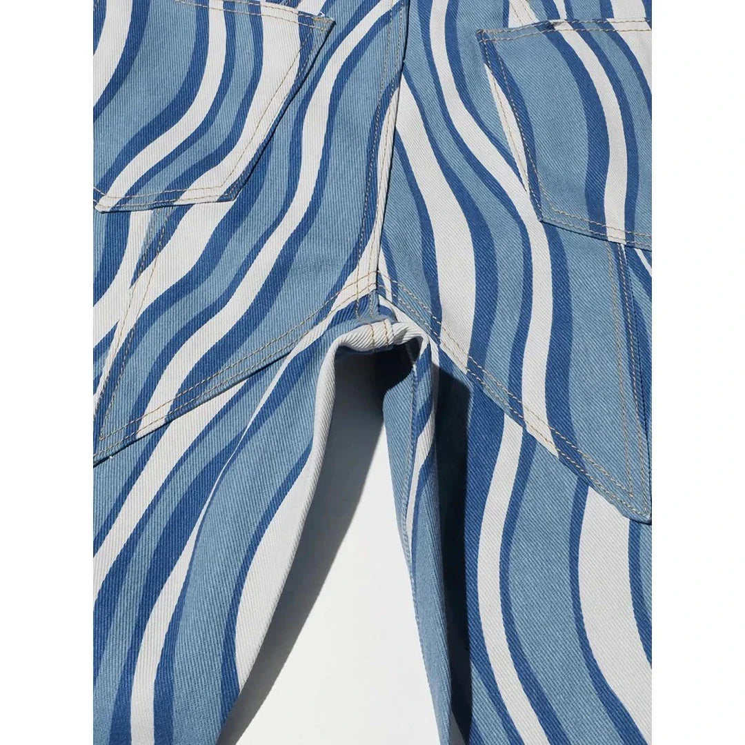 Versatile high-waist striped denim trousers in a modern, flattering design for Kiwi women's summer fashion