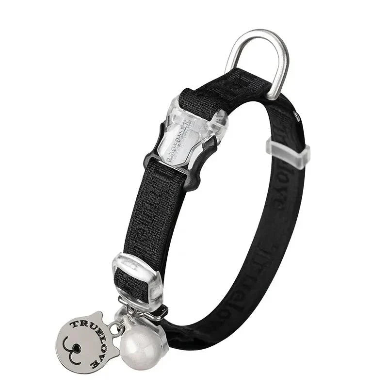 Adjustable cat and small dog collar in various Kiwi-inspired colours, including black, blue, and purple