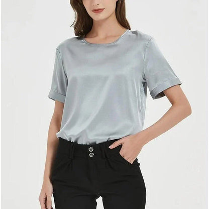 Elegant and comfortable Classic Navy Silk Tee, perfect for Kiwi summer style