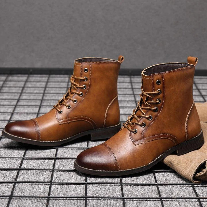 Premium leather Martin boots with a retro-inspired design, perfect for the modern Kiwi bloke