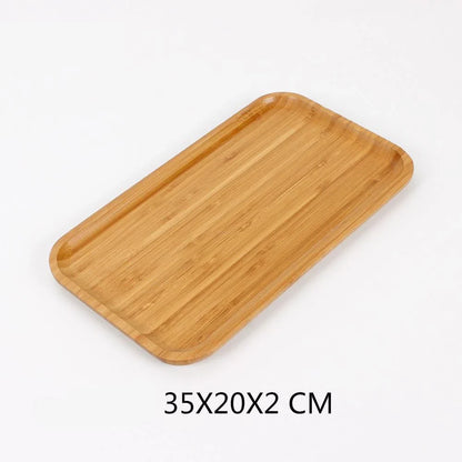 Bamboo serving tray with a sleek, minimalist design for serving food, drinks, or as a decorative piece in a modern kitchen