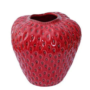 Stylish strawberry-shaped ceramic vase in various colors and sizes, perfect for adding Kiwi charm to your home decor