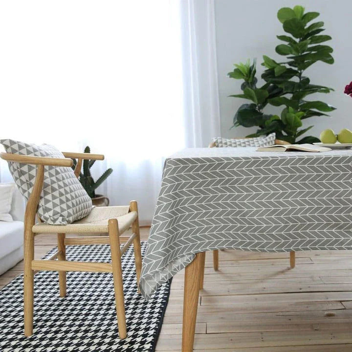 Elegant linen tablecloth with charming arrow pattern, available in a range of sizes to suit any table