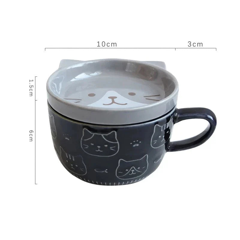 Cartoon Animal Coffee Mug with a charming cat design, perfect for enjoying hot drinks like coffee, tea, or hot chocolate in the mornings.