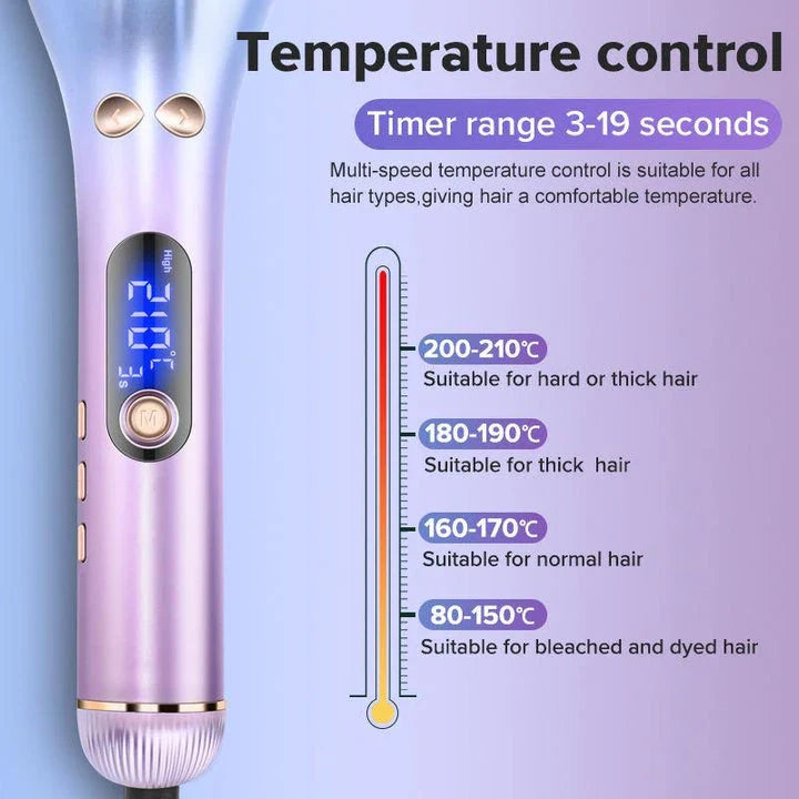 Multi-Automatic LCD Ceramic Rotating Hair Curler for creating effortless, salon-quality curls at home